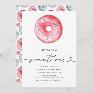 Moderne Minimalistische Donut Sweet One Geburtstag Einladung