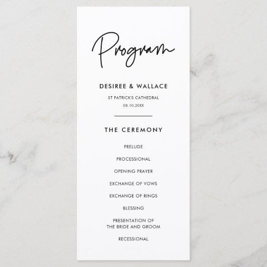 Moderne, minimalistische Doppelhochzeit Programm (Vorderseite)