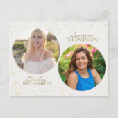 Moderne Minimalistische Double Graduation Party Go Postkarte (Vorderseite)