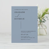 Moderne Minimalistische Dreamy Script Dusty Blue W Einladung (Stehend Vorderseite)