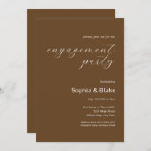 Moderne Minimalistische Dunkelbraun-Engagement-Par Einladung (Vorne/Hinten)