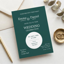 Moderne minimalistische dunkelgrüne Hochzeitseinla