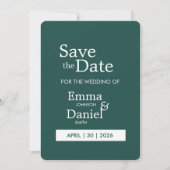 Moderne minimalistische dunkelgrüne Save-the-Date- Save The Date (Vorderseite)