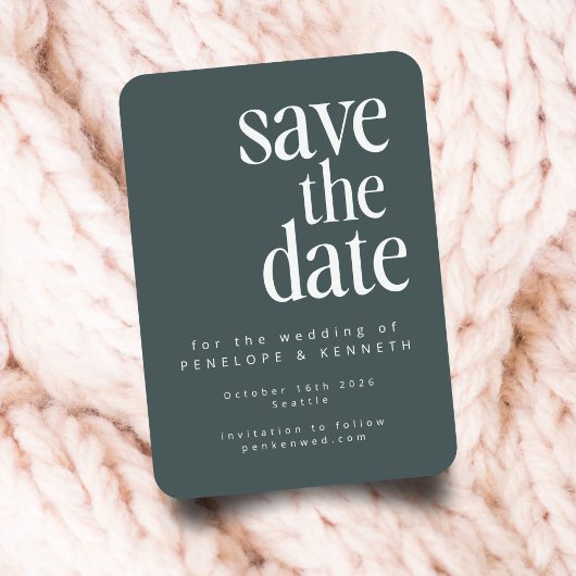 Moderne Minimalistische, dunkle Aquamarine Winterh Save The Date