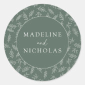 Moderne Minimalistische, dunkle Hochzeit Runder Aufkleber (Vorderseite)