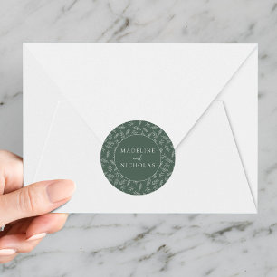 Moderne Minimalistische, dunkle Hochzeit Runder Aufkleber
