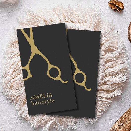 Moderne Minimalistische Dunkle Imitate Gold Haare Visitenkarte