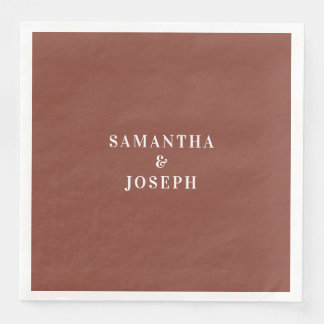 Moderne Minimalistische Dunkle Terracotta & White Serviette