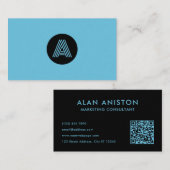 Moderne minimalistische Duoton-Monogramm Visitenkarte (Vorne/Hinten)