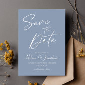 Moderne Minimalistische Dusty Blue Elegante Hochze Save The Date