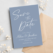 Moderne Minimalistische Dusty Blue Elegante Hochze Save The Date