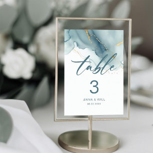 Moderne Minimalistische Dusty Blue Gold Beach Hoch Tischnummer