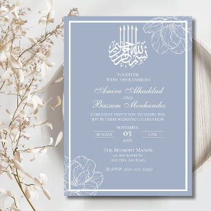 Moderne Minimalistische Dusty Blue und White Einladung