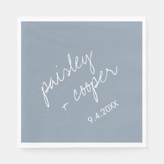Moderne Minimalistische Dusty Blue Wedding Napkins Serviette (Vorderseite)
