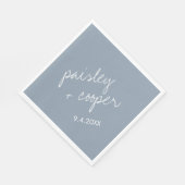 Moderne Minimalistische Dusty Blue Wedding Napkins Serviette (Ecke)