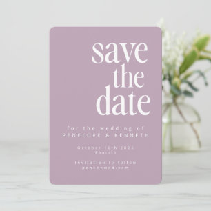 Moderne Minimalistische Dusty Lilac Simple Bold We Save The Date