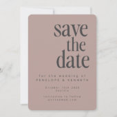 Moderne Minimalistische Dusty Mauve Simple Bold We Save The Date (Vorderseite)