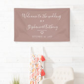 Moderne Minimalistische Dusty Rose Herzenshochzeit Banner (Insitu)