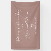 Moderne Minimalistische Dusty Rose Herzenshochzeit Banner (Vertikal)