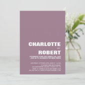 Moderne Minimalistische Dusty Rose Hochzeitsempfan Einladung (Stehend Vorderseite)