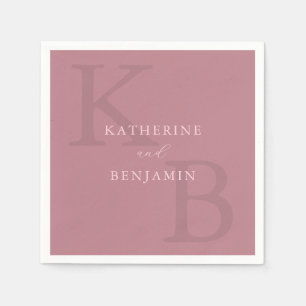 Moderne Minimalistische Dusty Rose Monogram Weddin Serviette