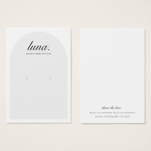 Moderne Minimalistische Earring Display Card (Vorne & Hinten)
