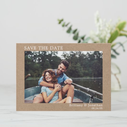 Moderne Minimalistische Einfach-Save the Date-Kraf Save The Date (Stehend Vorderseite)
