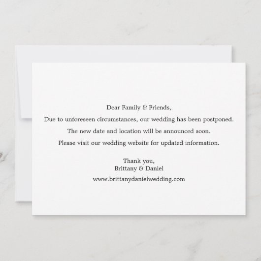 Moderne Minimalistische Einfache Änderung der Datu Save The Date (Rückseite)