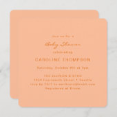 Moderne Minimalistische, einfache Babydusche Peach Einladung (Vorne/Hinten)