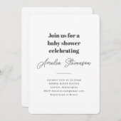 Moderne Minimalistische, einfache Babydusche weiß Einladung (Vorne/Hinten)