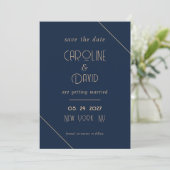 Moderne minimalistische einfache dunkle Navy-Blau- Save The Date (Stehend Vorderseite)