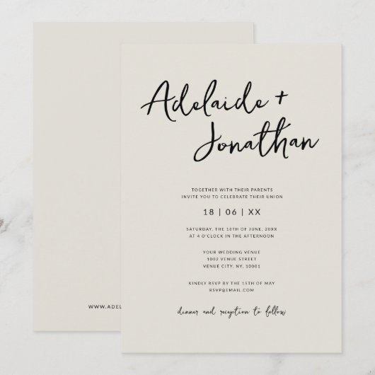 Moderne Minimalistische Einfache Einladungen für H (Vorne/Hinten)