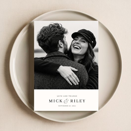 Moderne Minimalistische Einfache Foto Hochzeit Dankeskarte