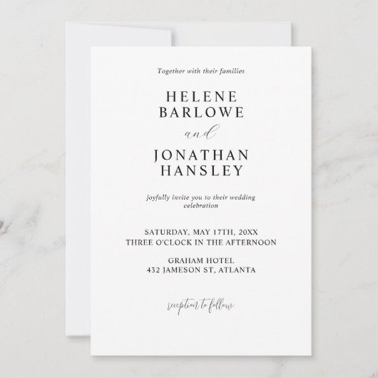 Moderne Minimalistische, einfache Foto Hochzeit Einladung (Vorderseite)