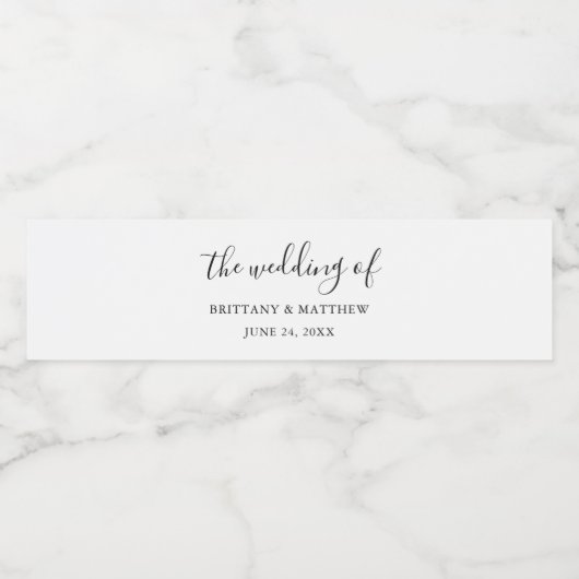 Moderne Minimalistische Einfache Hochzeit Wasserflaschenetikett (Einzelnes Label)