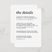 Moderne Minimalistische, einfache Hochzeitsdetails Begleitkarte (Vorne/Hinten)