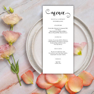 Moderne Minimalistische Einfache Hochzeitsmenü Menükarte