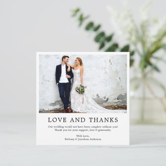 Moderne Minimalistische, einfache Liebe und dank P Dankeskarte (Stehend Vorderseite)