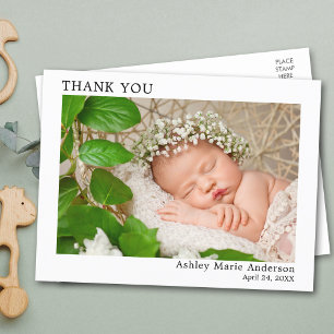 Moderne Minimalistische Einfache Neue Baby Danke Postkarte
