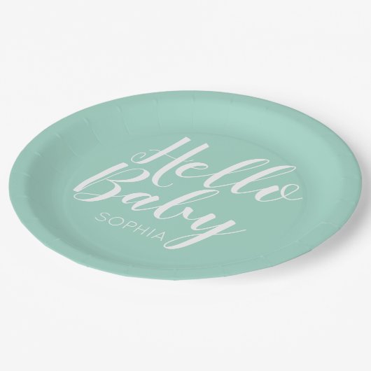 moderne, minimalistische, einfache niedliche Babyd Pappteller (Schrägansicht)