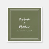 Moderne Minimalistische, einfache Olive Green Wedd Serviette (Vorderseite)
