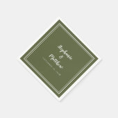 Moderne Minimalistische, einfache Olive Green Wedd Serviette (Ecke)