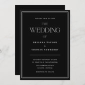 Moderne Minimalistische Einfache Schwarze Hochzeit Einladung (Vorne/Hinten)