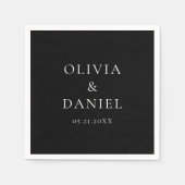 Moderne Minimalistische Einfache Schwarze Hochzeit Serviette (Vorderseite)