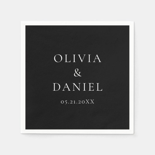 Moderne Minimalistische Einfache Schwarze Hochzeit Serviette (Vorderseite)