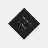 Moderne Minimalistische Einfache Schwarze Hochzeit Serviette (Ecke)