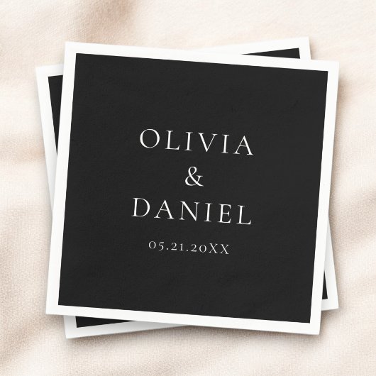 Moderne Minimalistische Einfache Schwarze Hochzeit Serviette