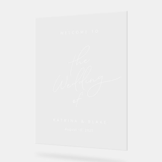 Moderne Minimalistische, einfache Script-Hochzeit Acrylschild (Winkel)