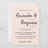 Moderne minimalistische einfache Skripte rot rosa  Einladung (Vorderseite)