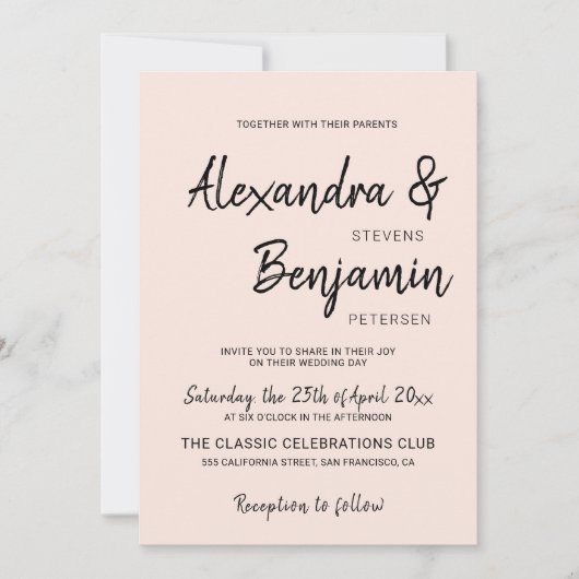 Moderne minimalistische einfache Skripte rot rosa  Einladung (Vorderseite)